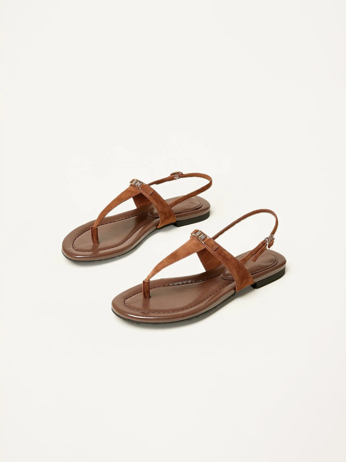 Aloise | Gold Buckle Thong Sandals
