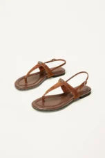Aloise | Gold Buckle Thong Sandals