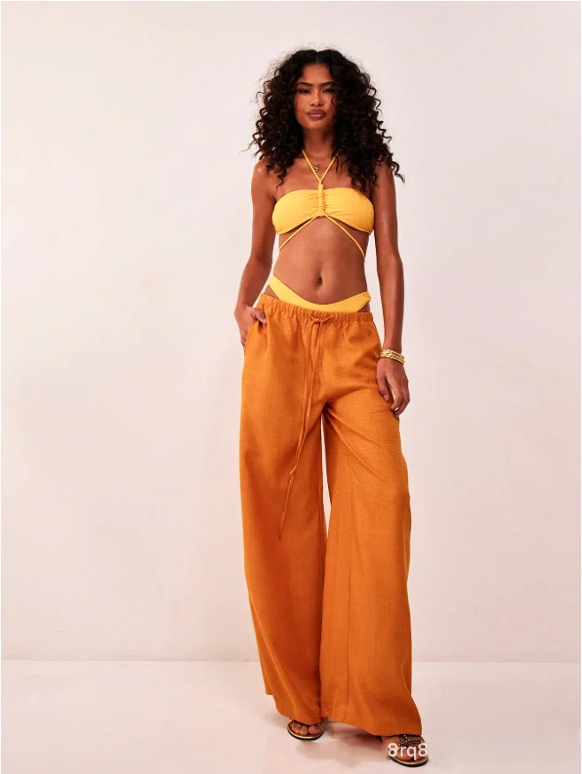Suzelle | Linen Blend Tie Waist Trousers