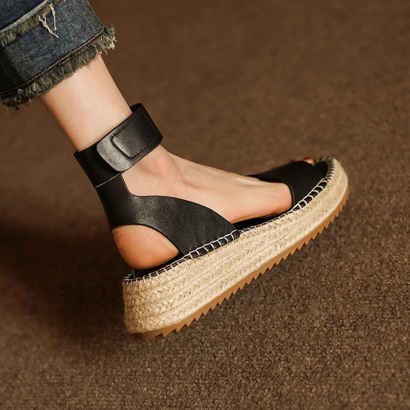 Zulma | Leather Strap Platform Espadrilles