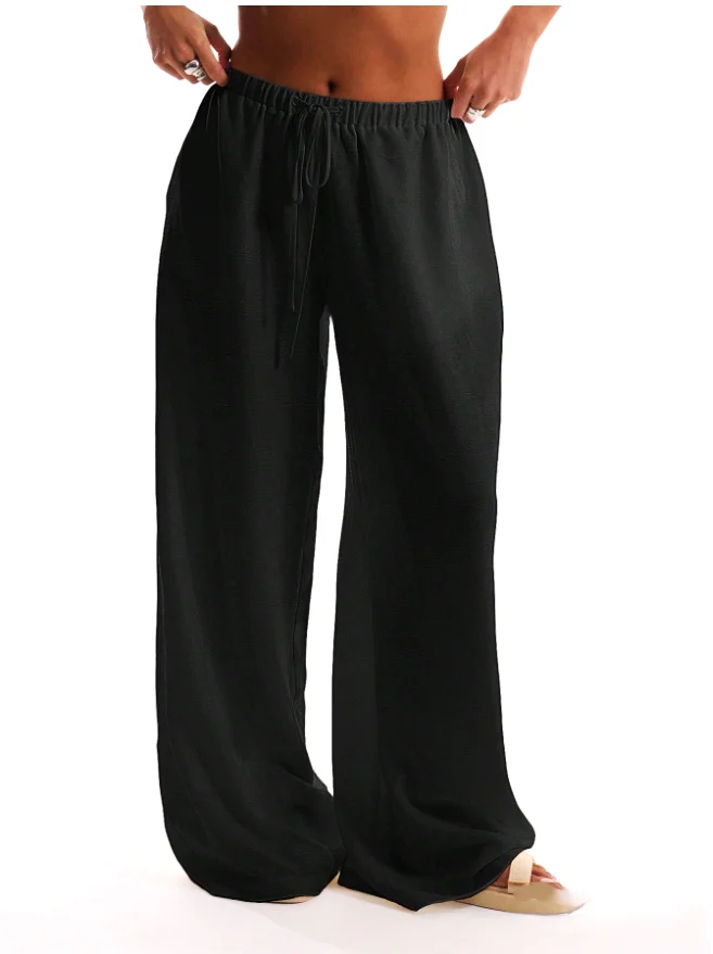 Suzelle | Linen Blend Tie Waist Trousers