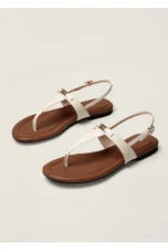 Aloise | Gold Buckle Thong Sandals