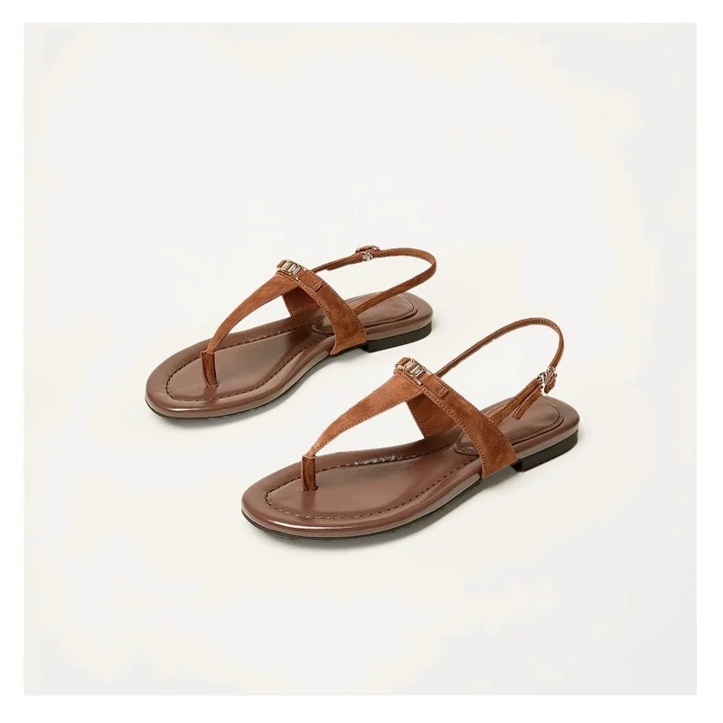 Aloise | Gold Buckle Thong Sandals