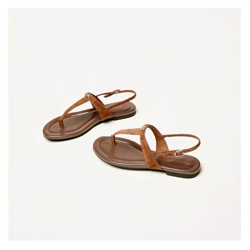 Aloise | Gold Buckle Thong Sandals