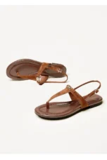 Aloise | Gold Buckle Thong Sandals