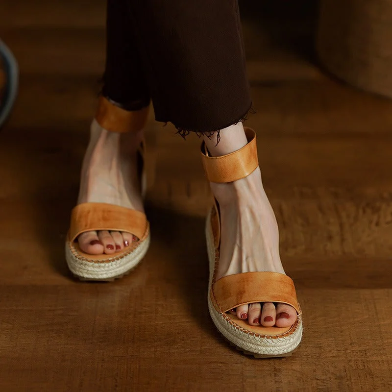 Zulma | Leather Strap Platform Espadrilles