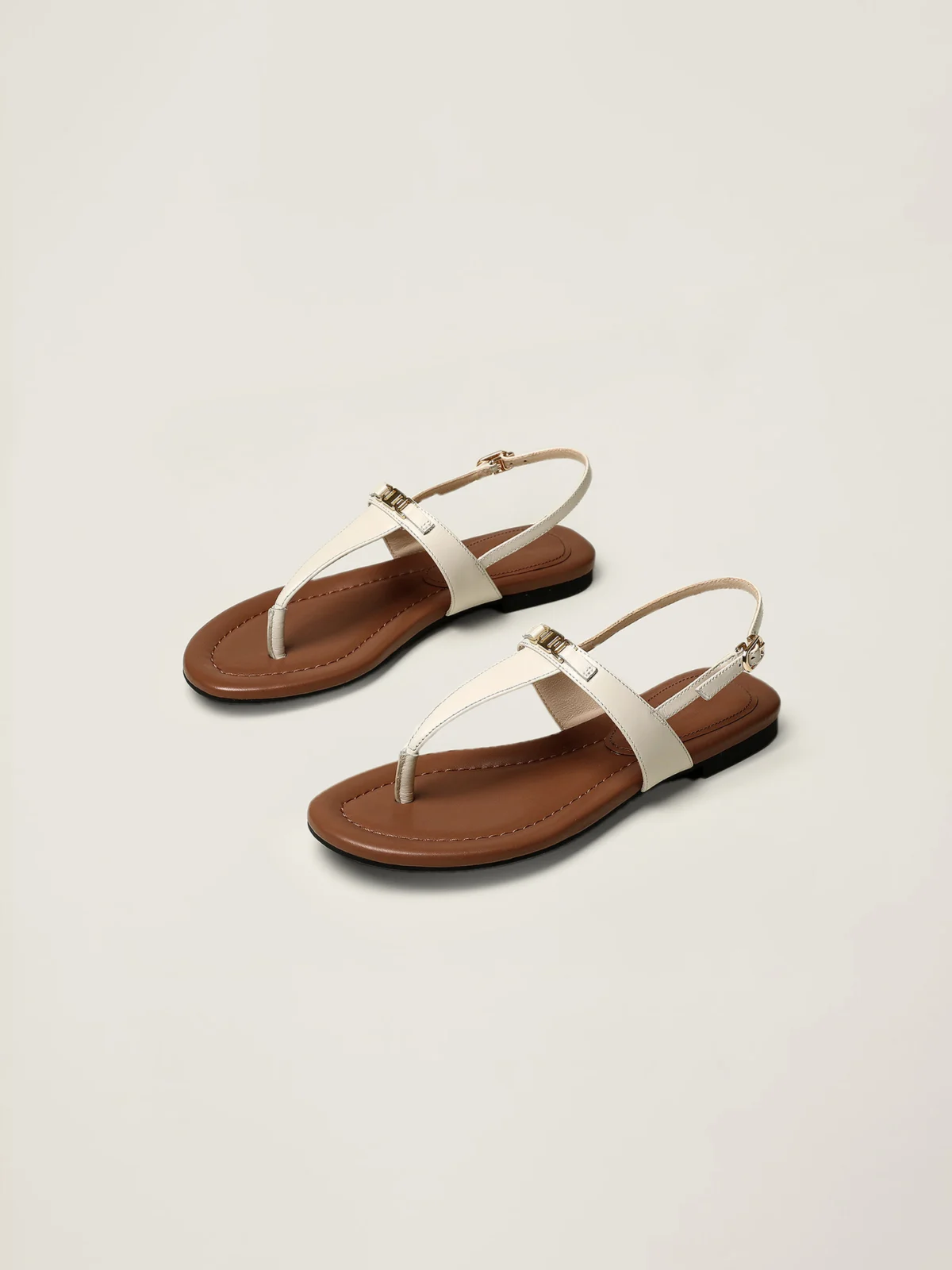 Aloise | Gold Buckle Thong Sandals
