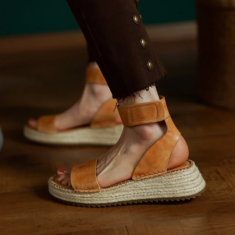 Zulma | Leather Strap Platform Espadrilles