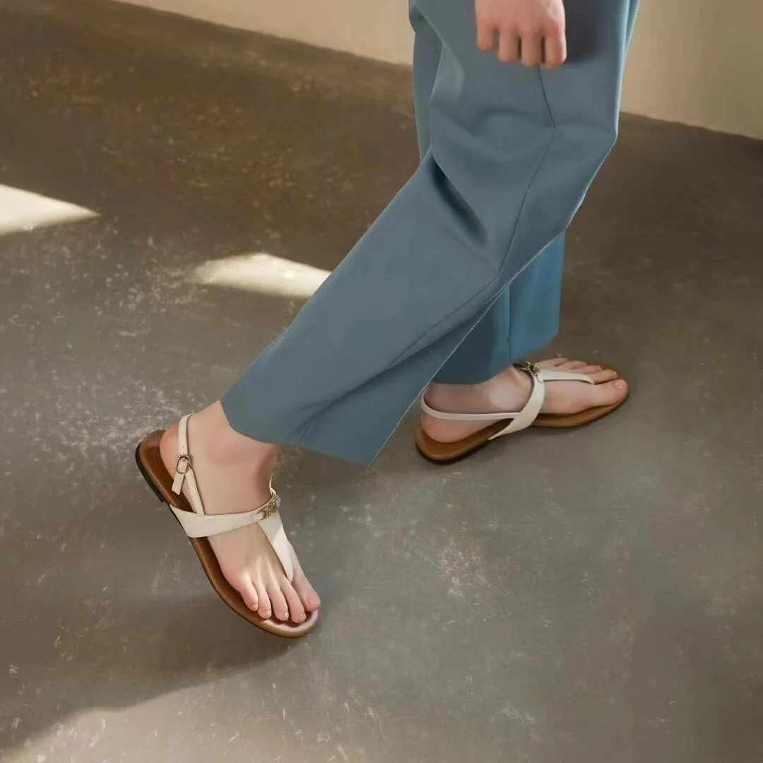 Aloise | Gold Buckle Thong Sandals