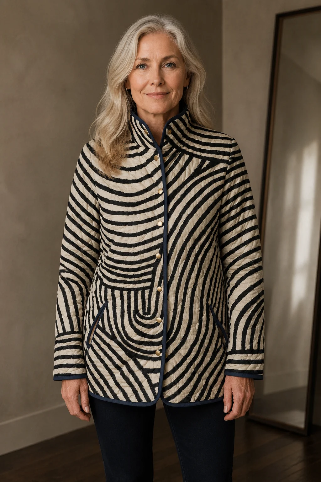 Inaya retro quilted jacket closed