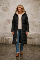 Insulated Longline Winter Coat open