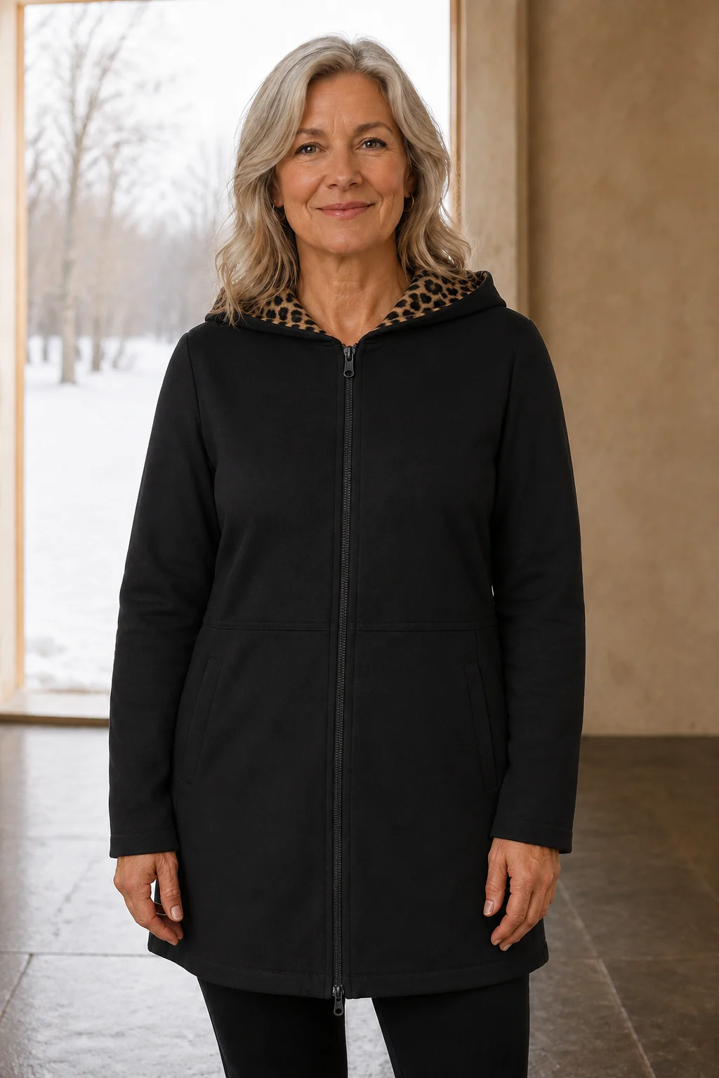 Isabelle | Reversible Hooded Coat - Black
