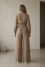 Jacquette | Cropped Top and Wide Trousers - Camel