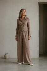 Jacquette | Cropped Top and Wide Trousers - Camel