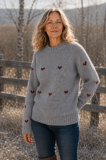 Janet Raglan Crew Neck Wool Sweater in grey, outdoor editorial view