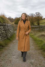 Janine | Cashmere Blend Belted Overcoat - Camel