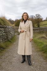 Janine | Cashmere Blend Belted Overcoat - Cream