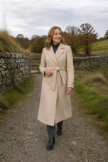 Janine | Cashmere Blend Belted Overcoat - Cream