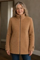 Jeanne | Brushed Stand Collar Jacket - Camel
