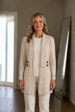Joyce Shawl Collar Longline Cardigan open front view