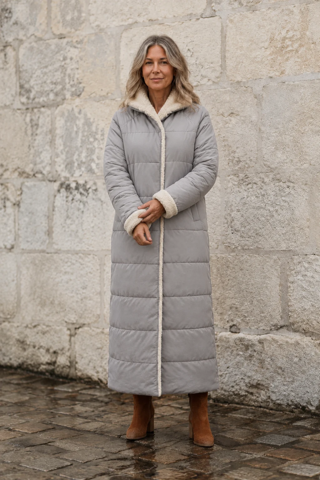 Justine | Reversible Longline Coat - Silver