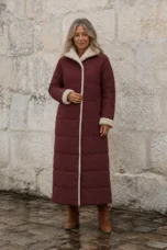 Justine | Reversible Longline Coat - Wine Red