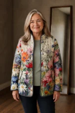 Kaia vintage floral quilted jacket open