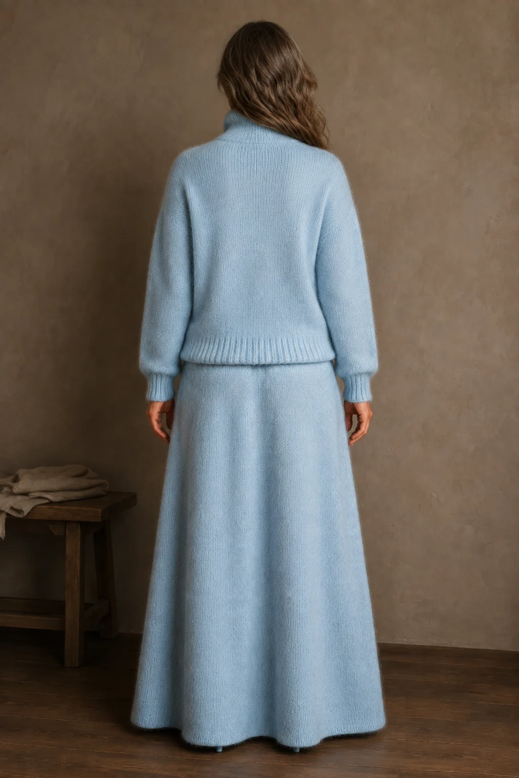 Knit Sweater And Maxi Skirt Set back view