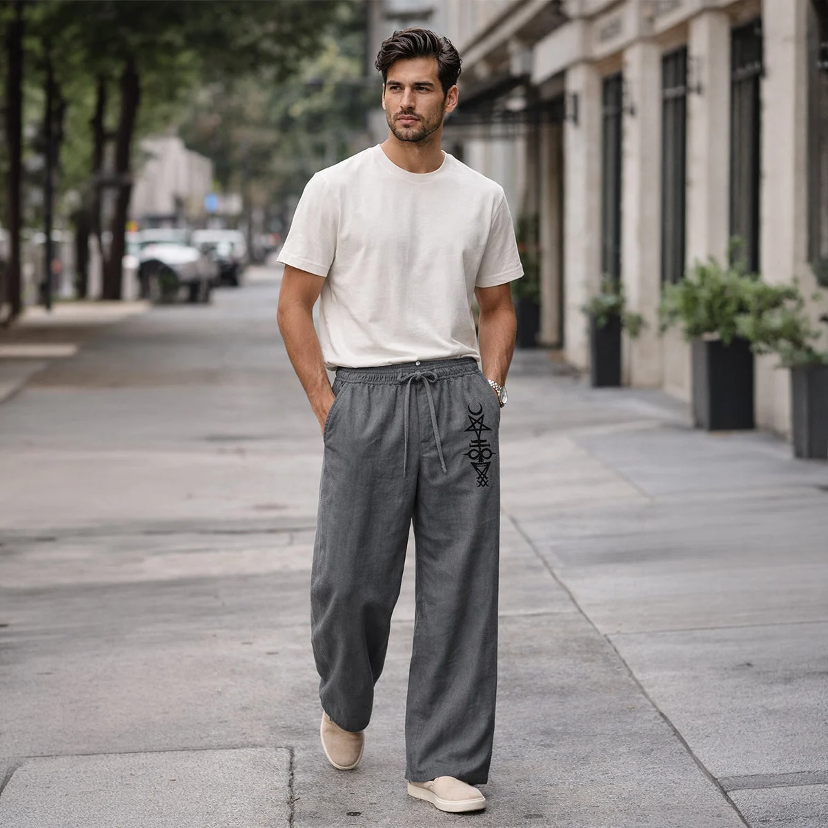 Cecile | Linen Cotton Wide Leg Trousers