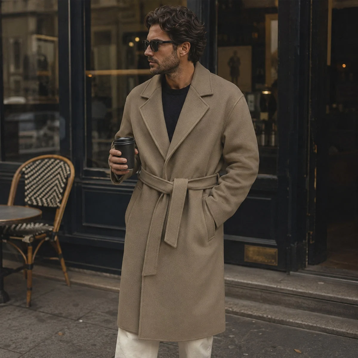 Didier | Wool Blend Belted Wrap Coat