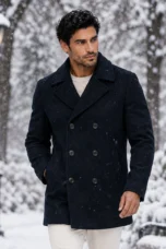 Severin | Wide Lapel Wool Peacoat