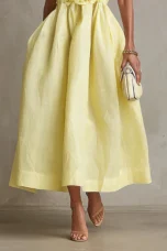 Donalda | Linen Blend Applique Midi Dress