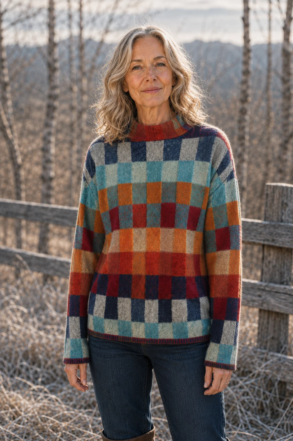Laura Mongolian Cashmere High Neck Top, multicolour editorial view