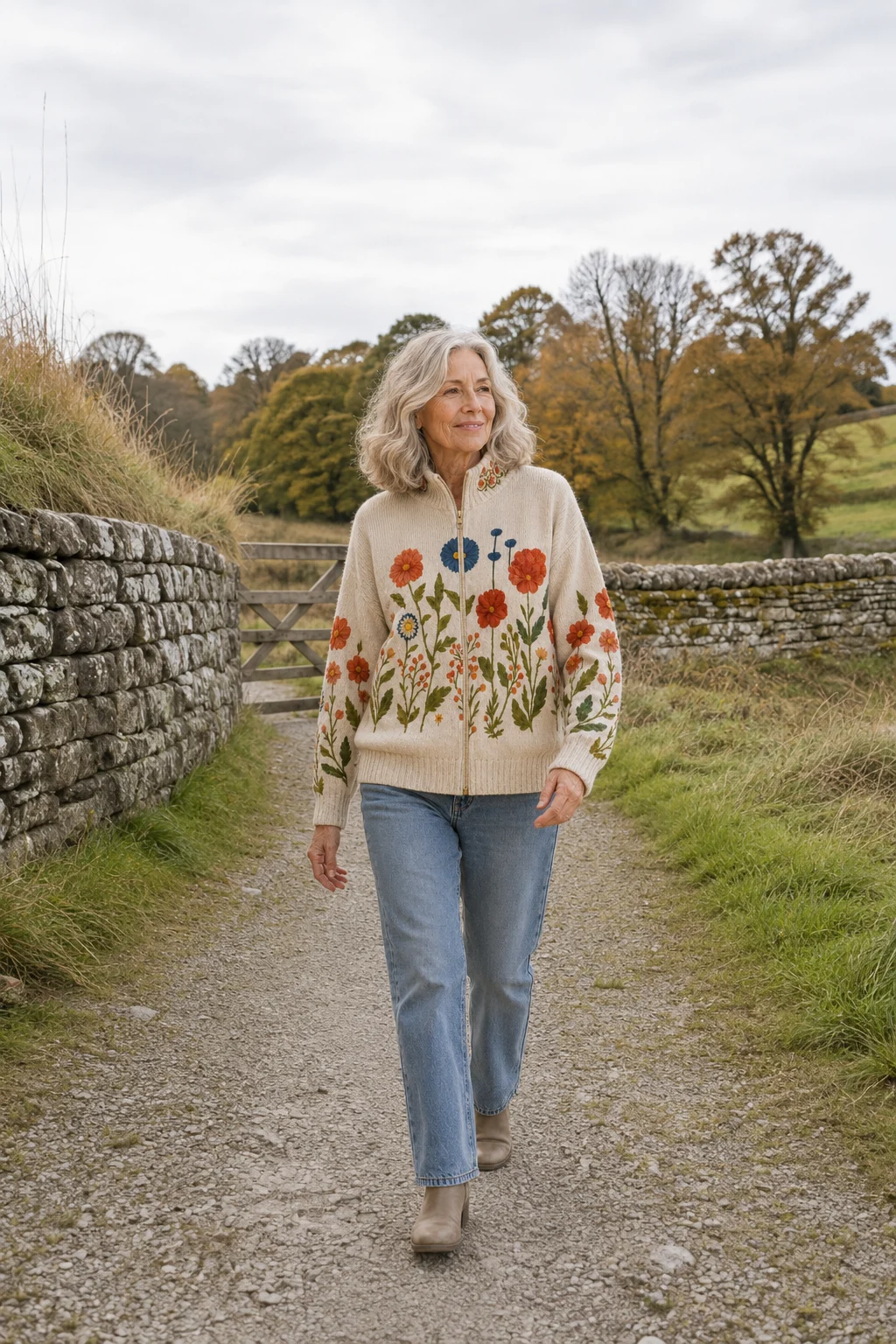 Laure | Floral Zip-Through Cardigan - Floral lifestyle