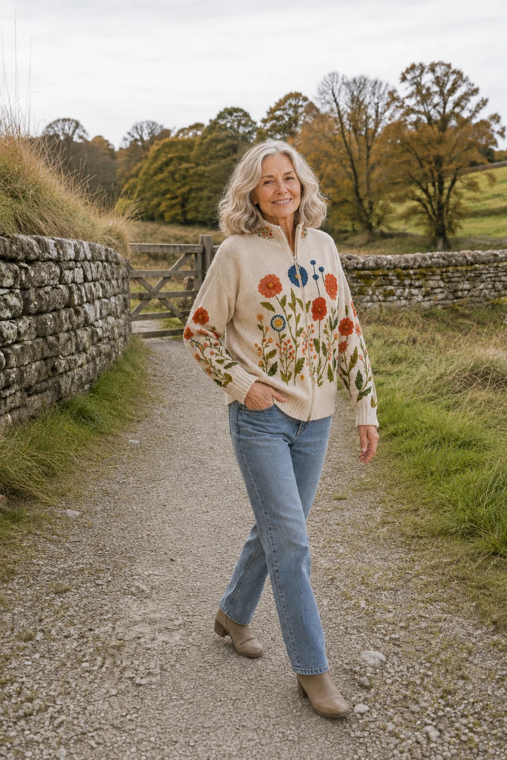 Laure | Floral Zip-Through Cardigan - Floral lifestyle