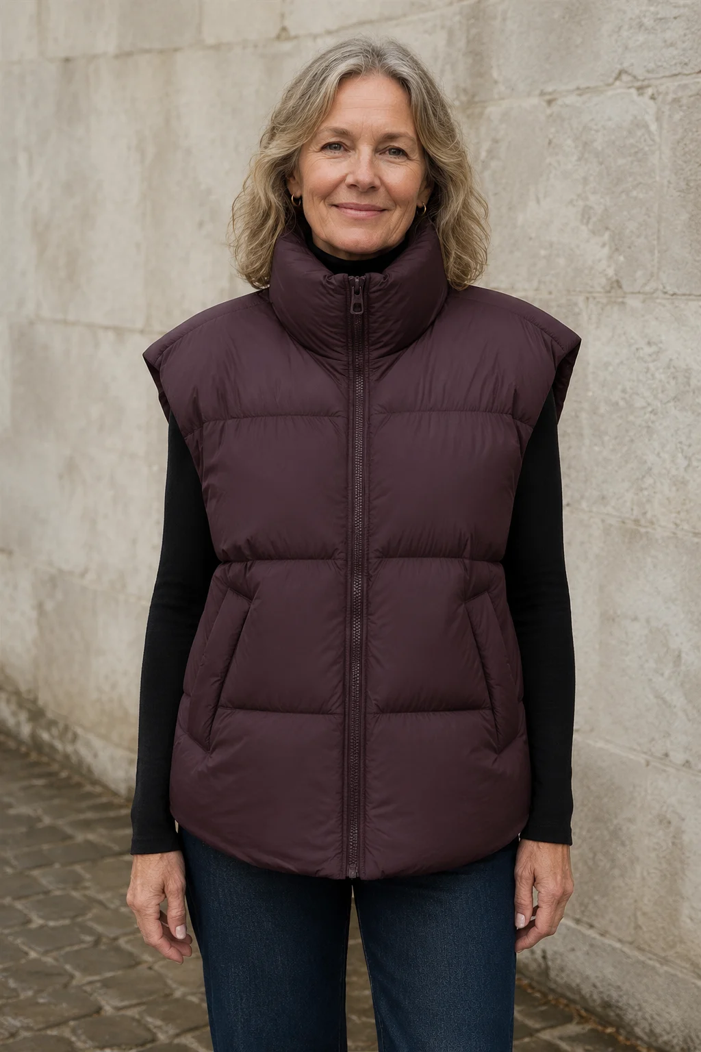Leah down padded vest closed