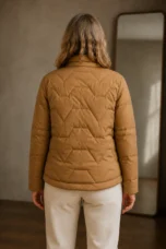 Leontine | Chevron Quilted Down Jacket - Brown