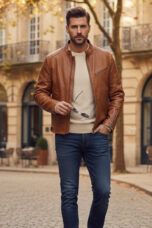 Gaspard | Leather Zip Biker Jacket