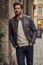 Gaspard | Leather Zip Biker Jacket