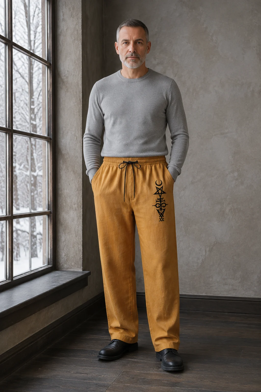 Linen Blend Wide Leg Drawstring Trousers - brown hero