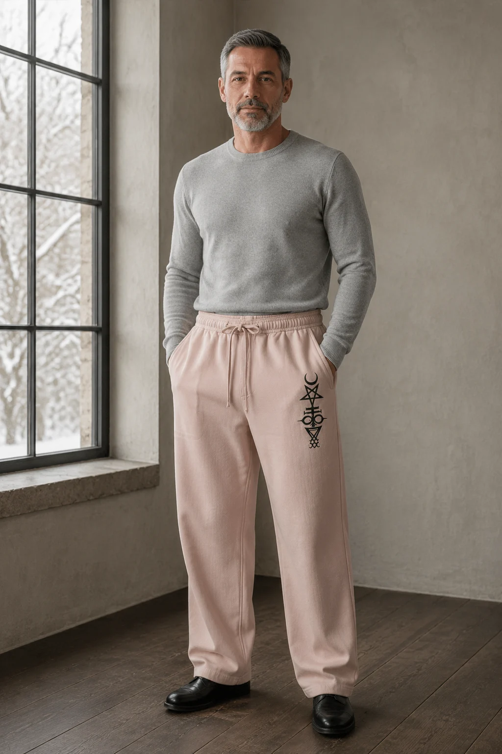 Linen Blend Wide Leg Drawstring Trousers - pink hero