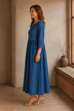 Long Sleeve Denim Maxi Dress side view