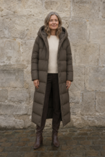 Longline hooded down parka open