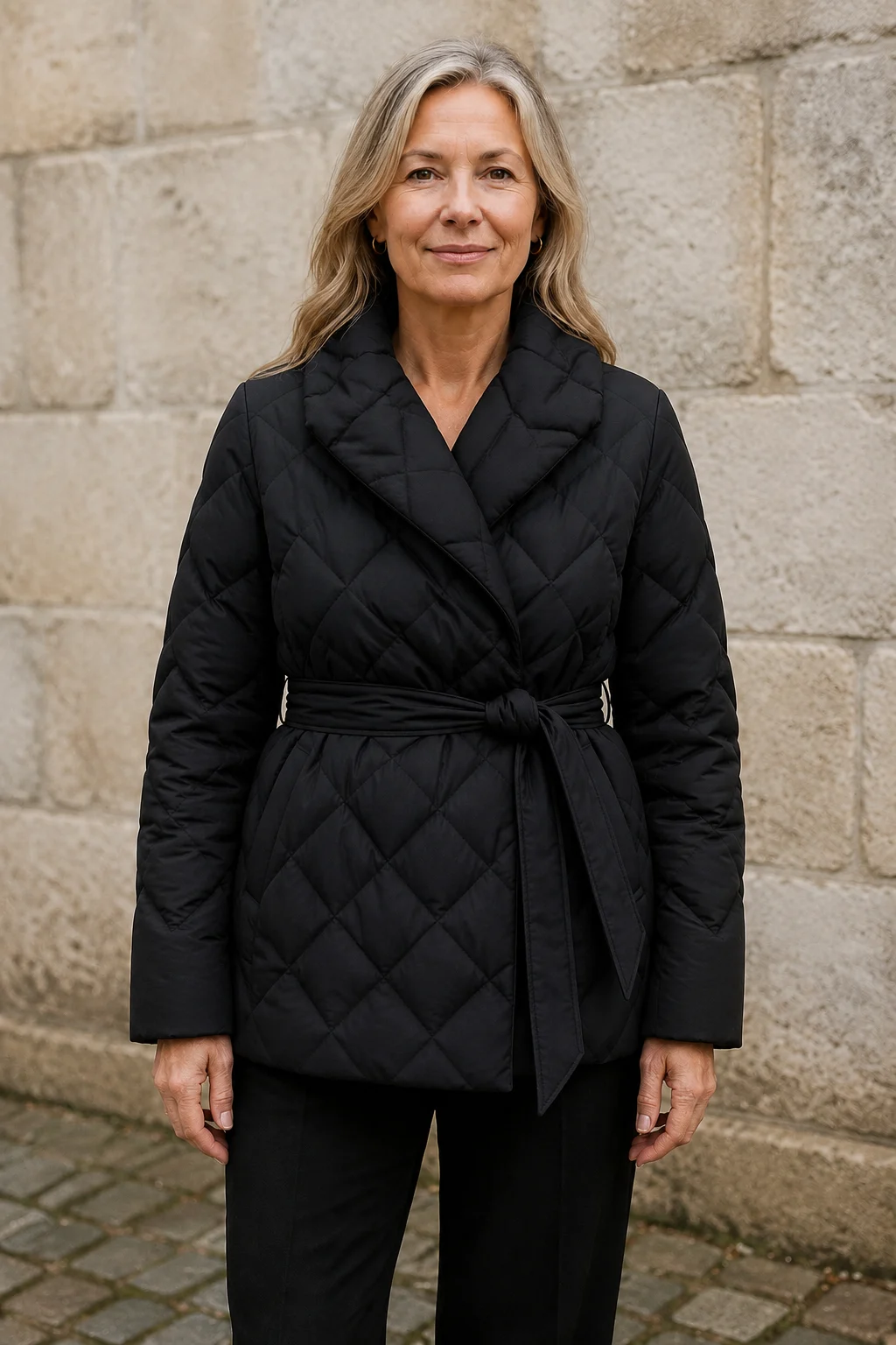 Lucienne | 90% Down Belted Wrap Coat - Black