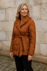 Lucienne | 90% Down Belted Wrap Coat - Orange