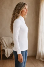 Lucinda | Fine Merino Turtleneck - White side view