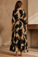Marble Print Chiffon Maxi Dress – back view