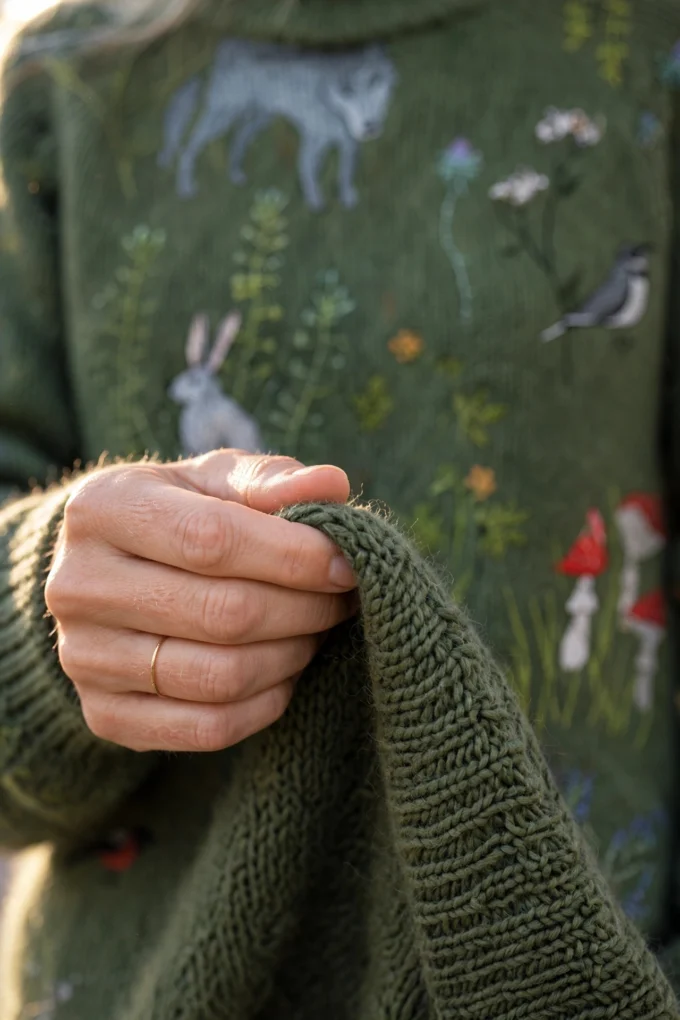 Marcia | 30% Cashmere 70% Merino Wool Sweater – embroidery close-up