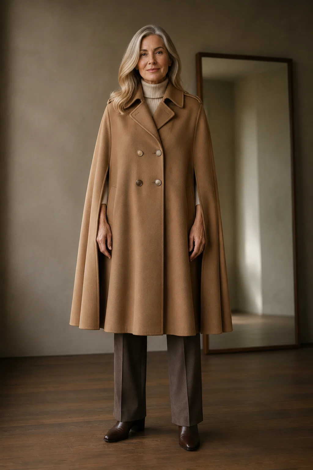 Marisol wool cape coat closed