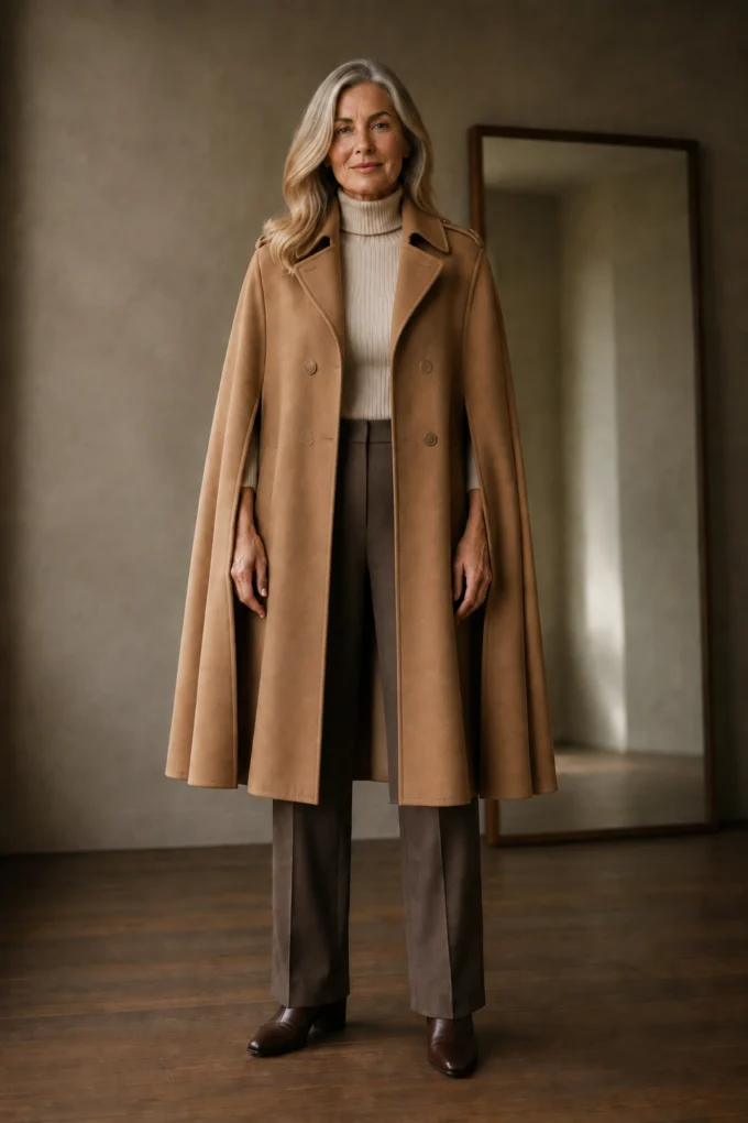Marisol wool cape coat open